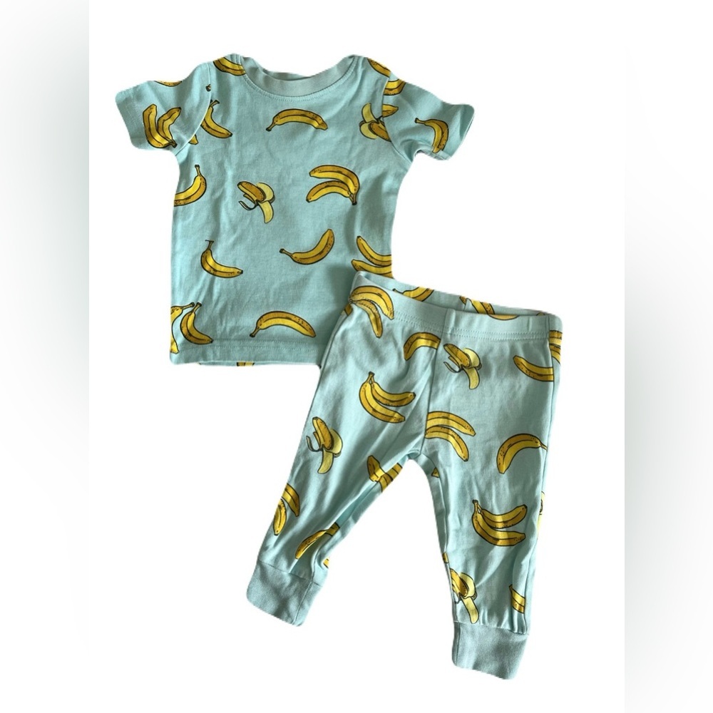 George Banana Print Baby Set in Blue and Yellow